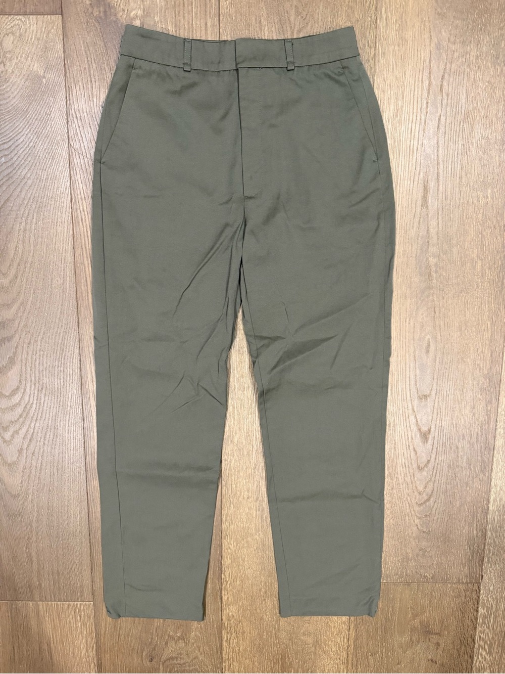ZARA Olive Green High Waisted Tapered Ankle Pants
